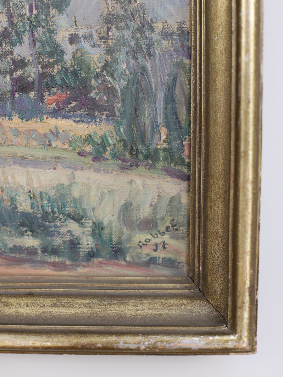 Vintage Finnish Oil Painting Landscape with Houses