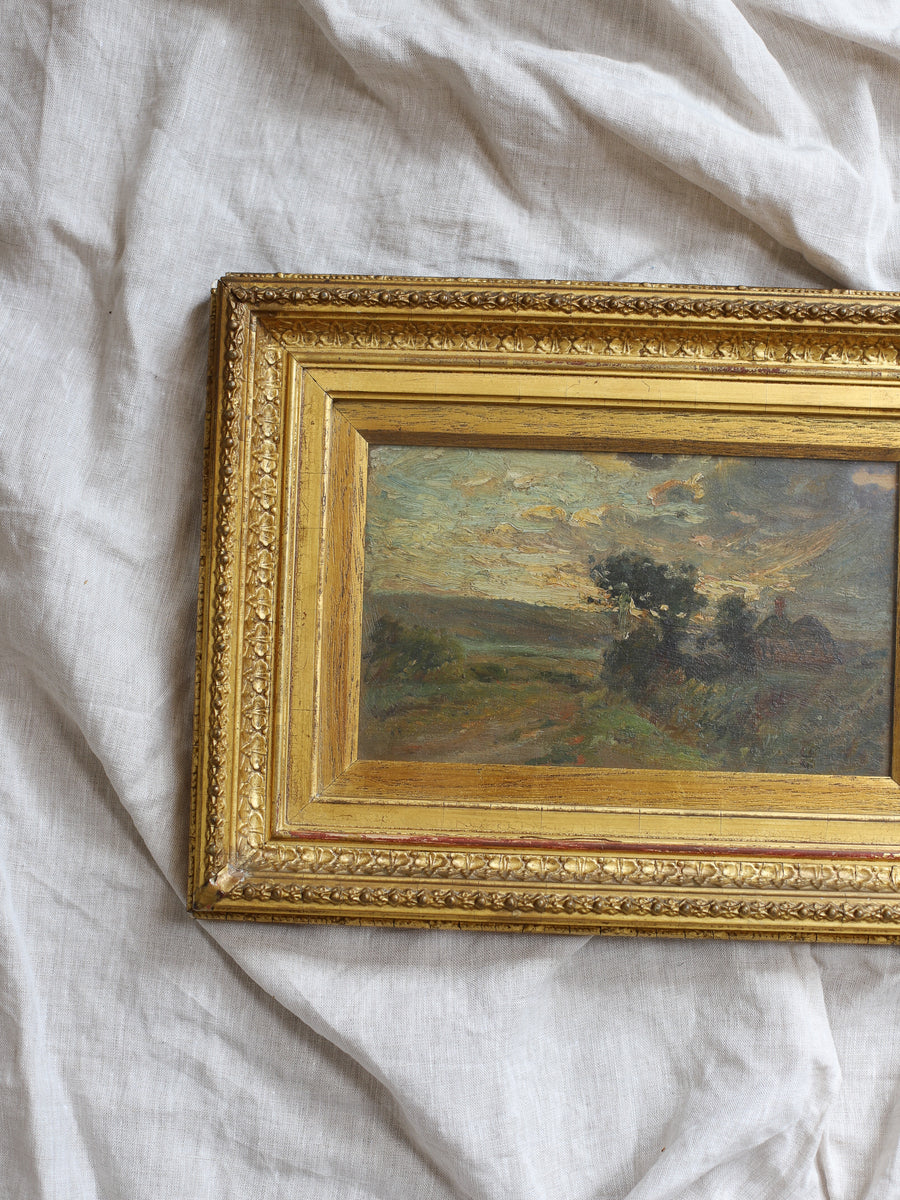 Late 19th Century Antique Oil of an English Landscape with Cottage