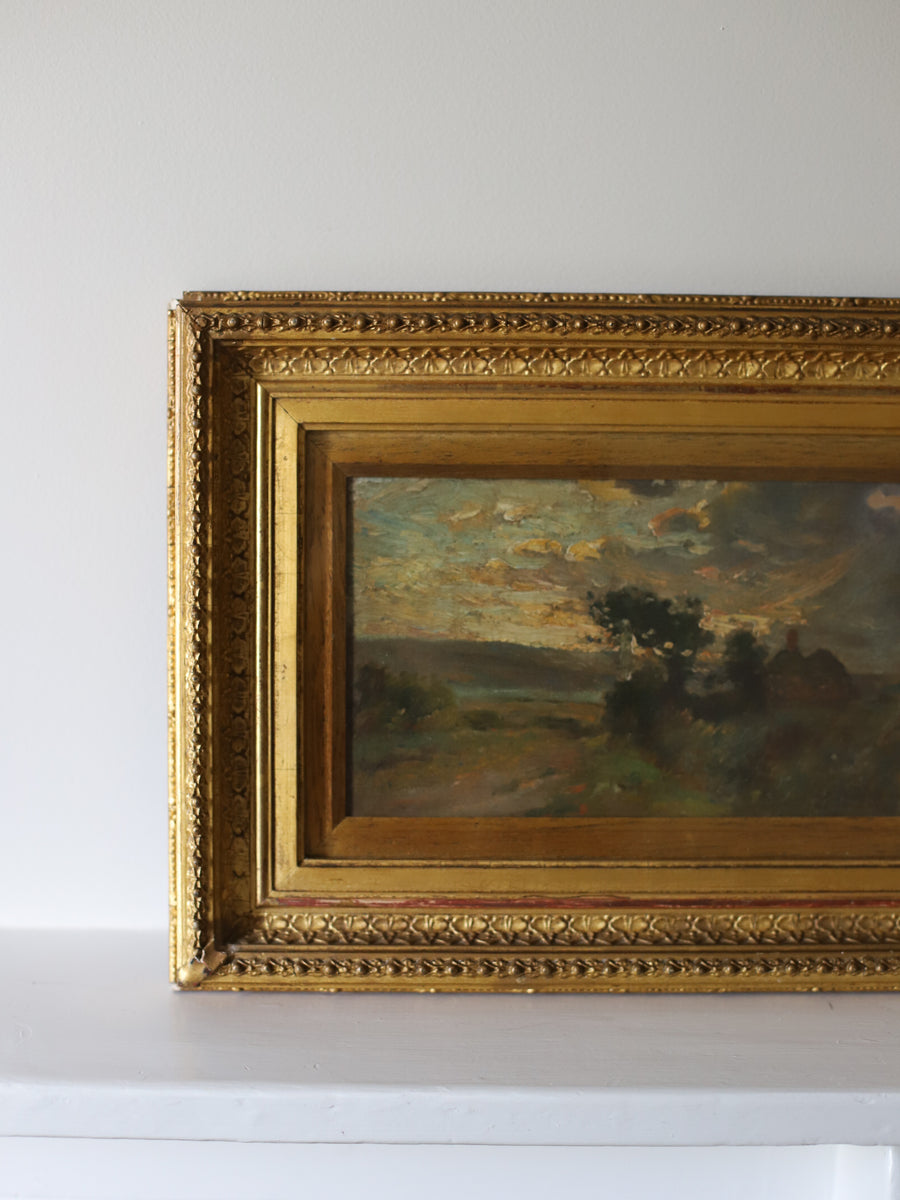 Late 19th Century Antique Oil of an English Landscape with Cottage