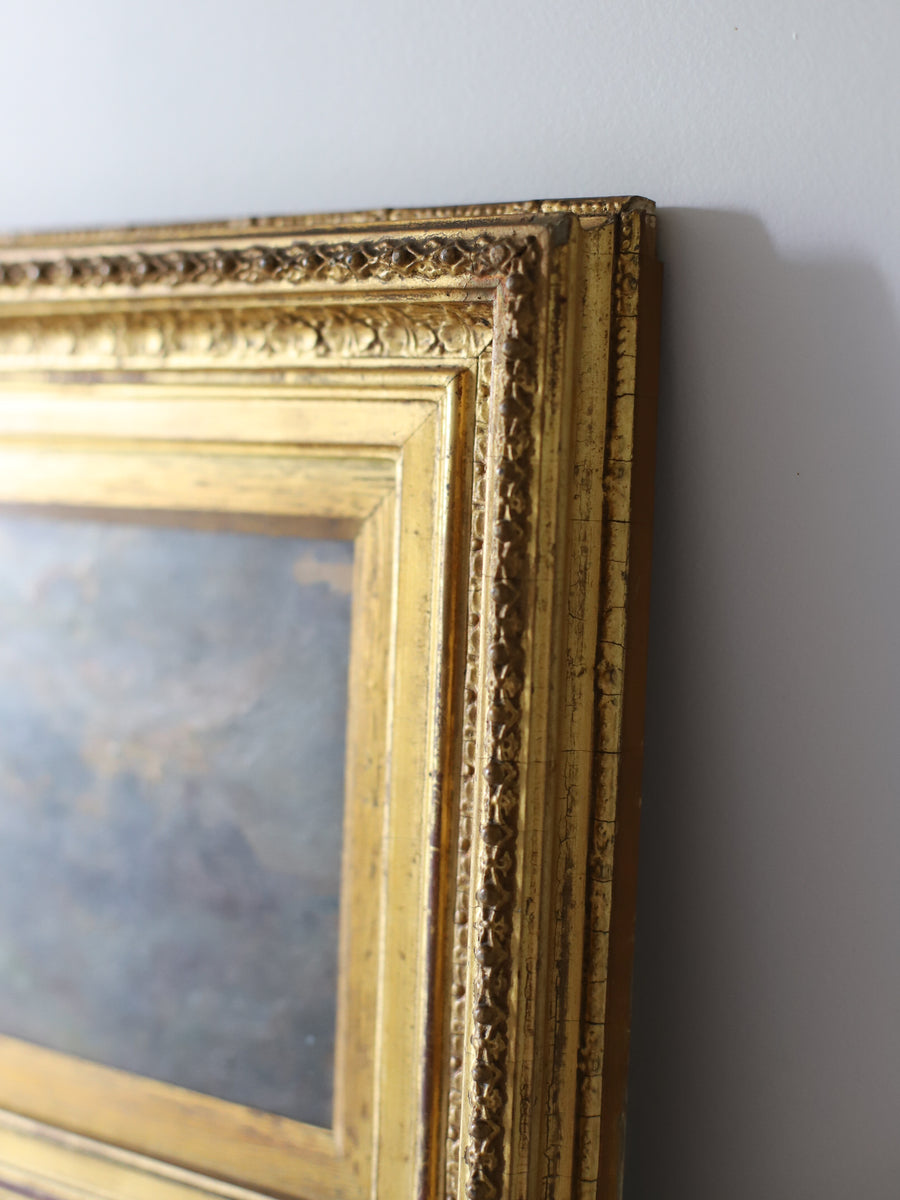 Late 19th Century Antique Oil of an English Landscape with Cottage