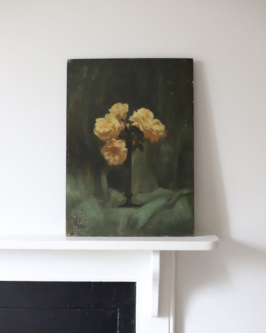 Antique Belgian Still Life of a Bouquet of Roses