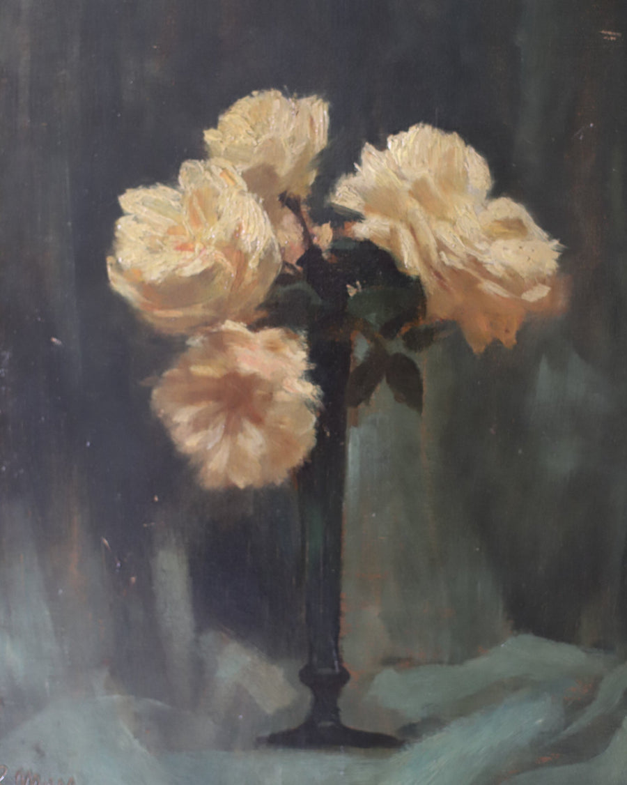 Antique Belgian Still Life of a Bouquet of Roses