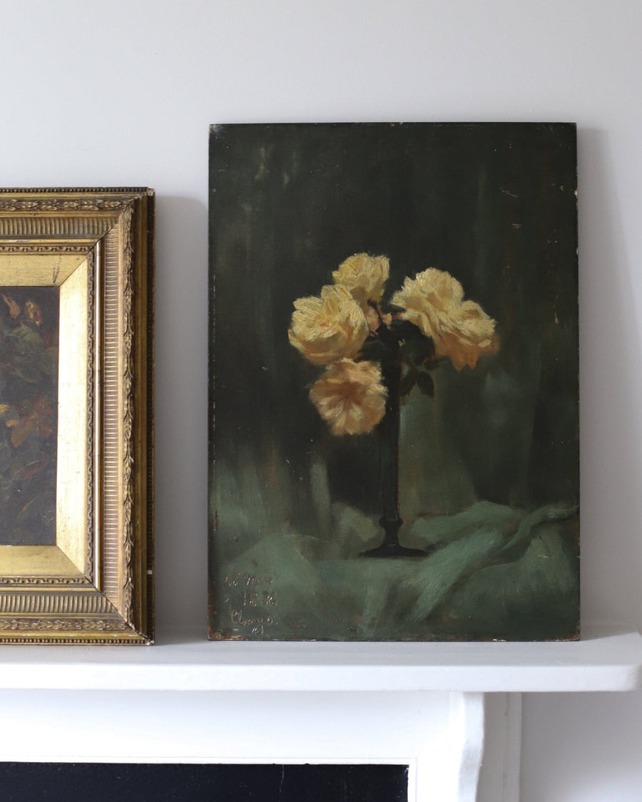 Antique Belgian Still Life of a Bouquet of Roses