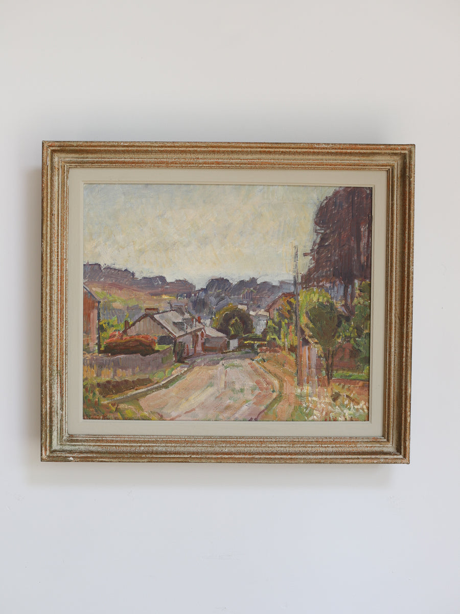 Vintage French Oil Post-Impressionist Village Scene