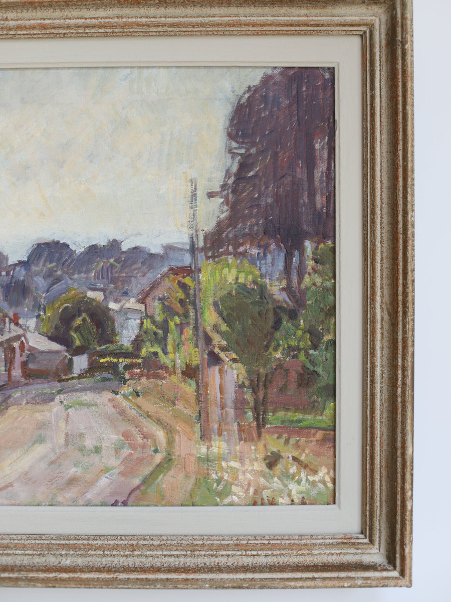 Vintage French Oil Post-Impressionist Village Scene