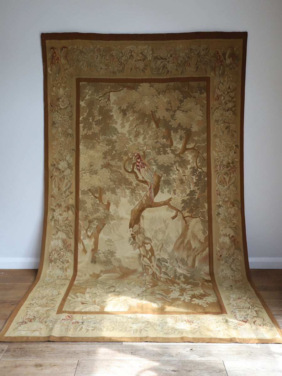 Antique 19th Century Aubusson Verdure Tapestry with Bird