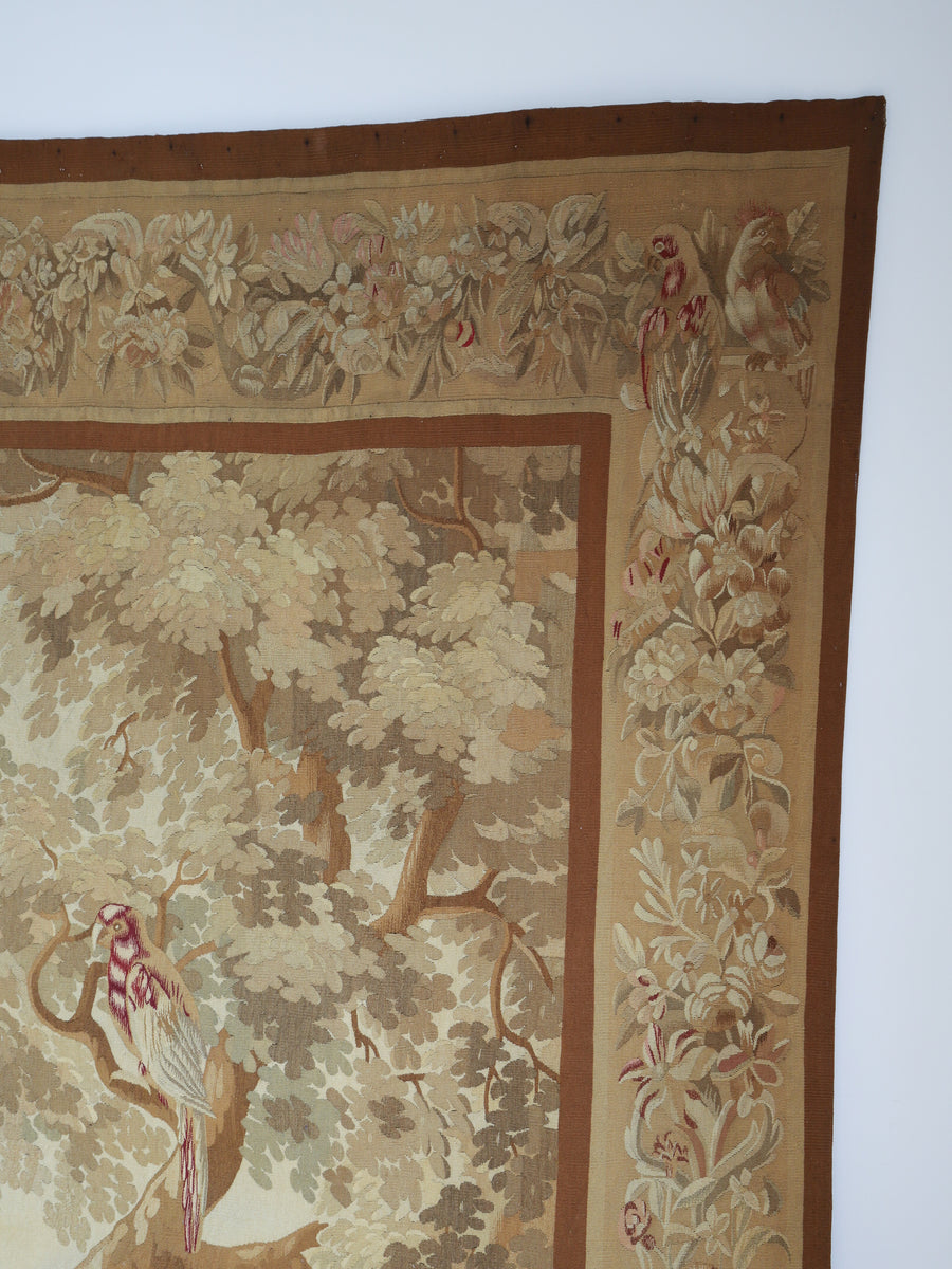 Antique 19th Century Aubusson Verdure Tapestry with Bird