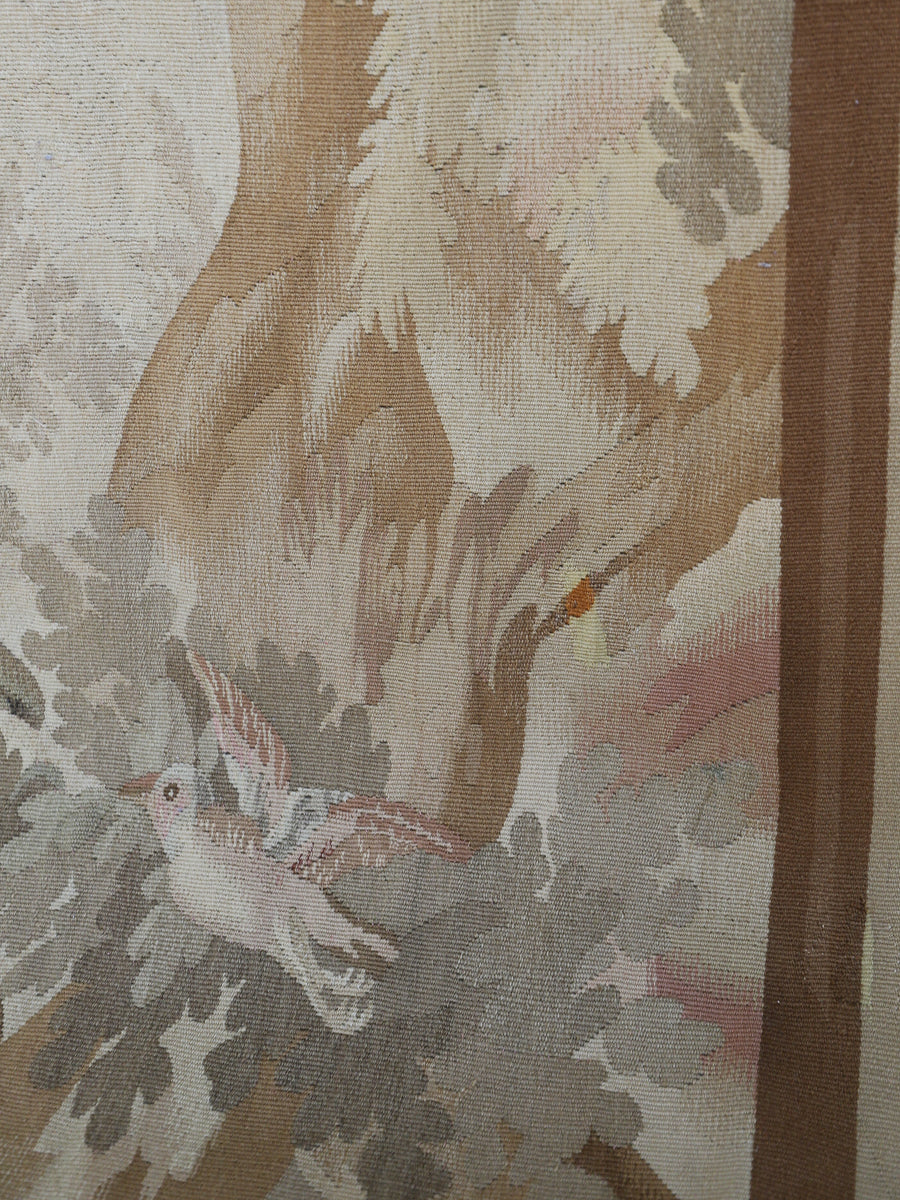 Antique 19th Century Aubusson Verdure Tapestry with Bird