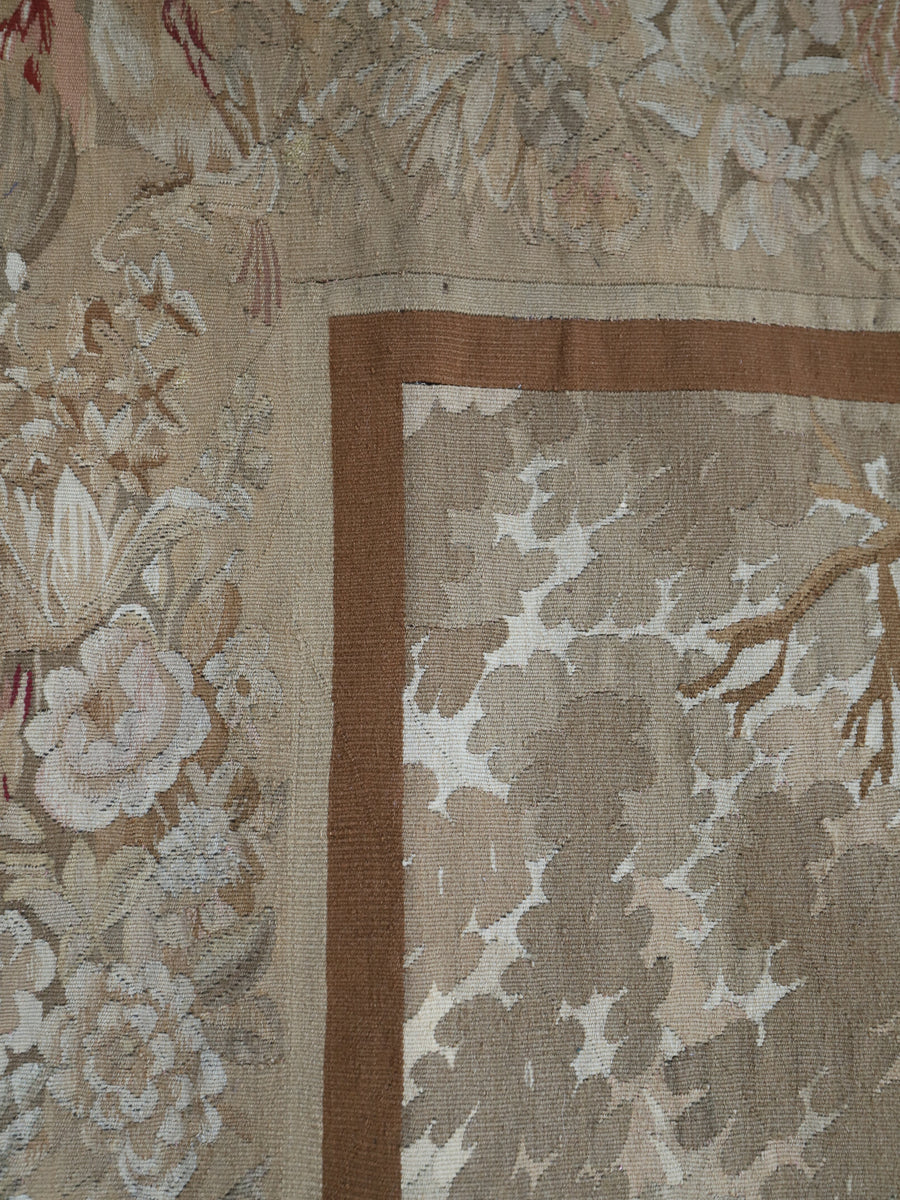 Antique 19th Century Aubusson Verdure Tapestry with Bird