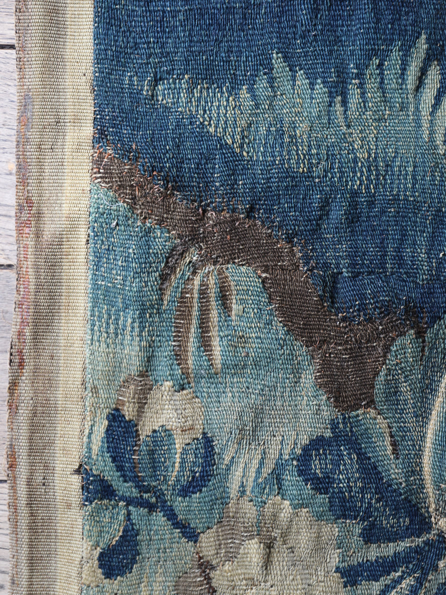 Antique French Verdure Tapestry with Hellebores