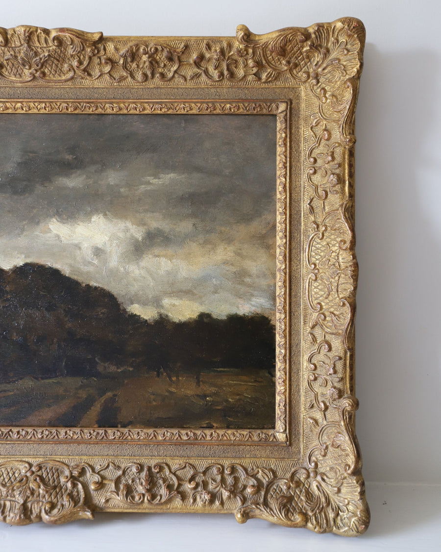 Antique 19th Century French Pastoral Oil Landscape
