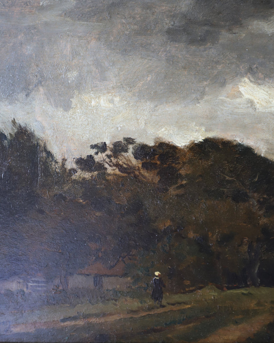 Antique 19th Century French Pastoral Oil Landscape