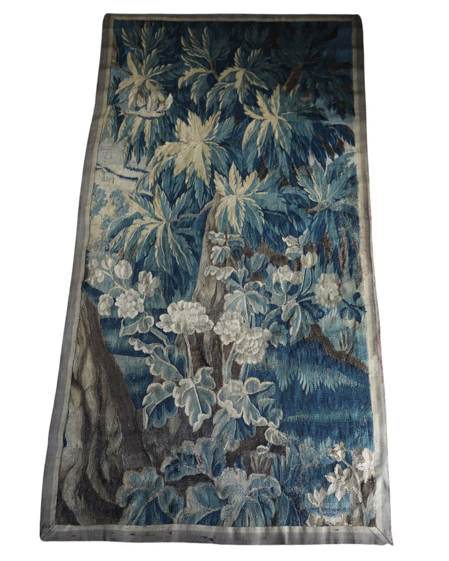 Antique French Verdure Tapestry with Hellebores